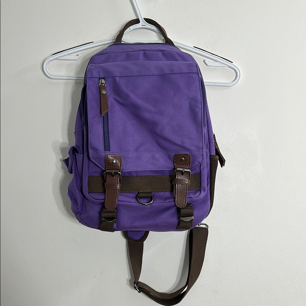 Purple Canvas Sling Backpack
